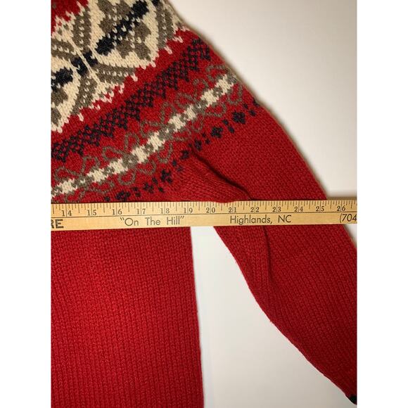 Eddie Bauer LEGEND red Fair Isle women's sweater in 100% wool Size Small heavy - Picture 9 of 10